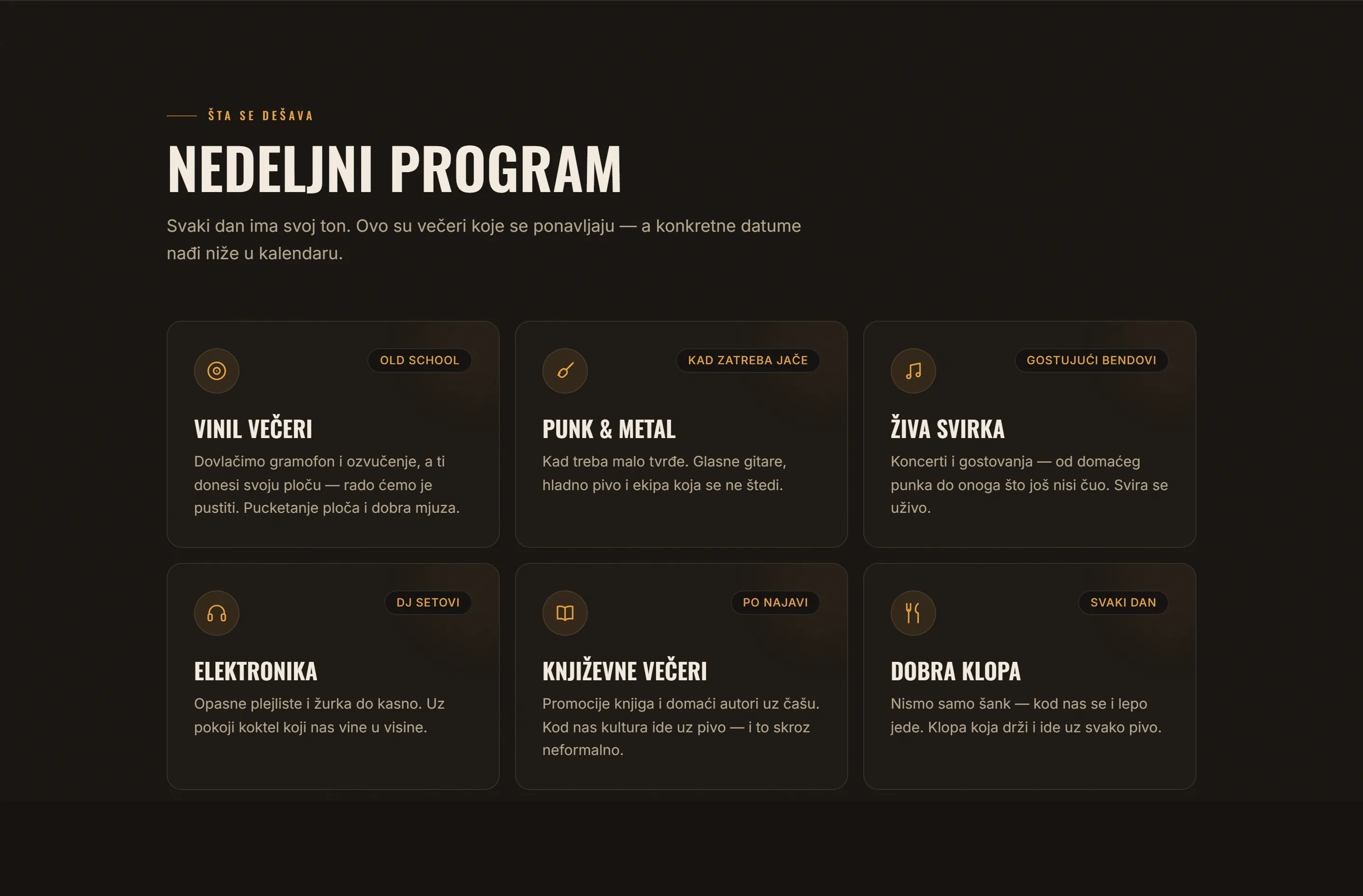 Kenny Pub — Nedeljni program