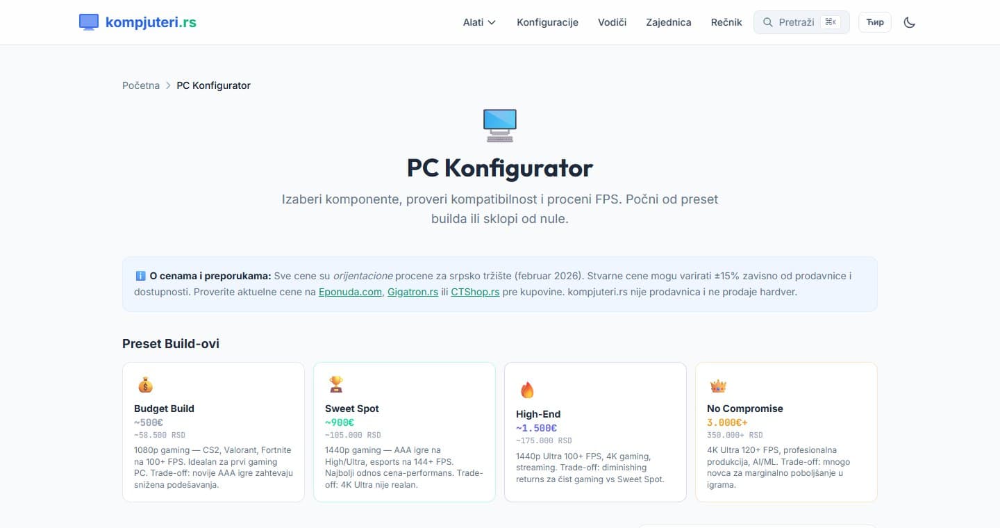 Kompjuteri.rs — Konfigurator
